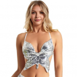 Naiste Rinnahoidja Top Halterkaelus Varrukateta S&auml;delev Sequin Avatud Seljaga Liblika Kuju Spagetirihmad Ristuvad Seljal Madala Kaelusega V-kaelus Disko Esinemine Cosplay Vest