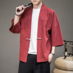 Solid Haori meeste Jaapani r&otilde;ivad Jaapani mood Kawaii riided meeste kimono meeste s&auml;rk XL veinipunane v&auml;rv