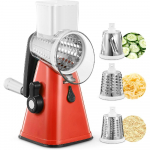 K&auml;epidemega p&ouml;&ouml;rlev juusturiiv, k&ouml;&ouml;gimandoliiniga k&ouml;&ouml;giviljal&otilde;ikur 3 vahetatava roostevabast terasest teraga p&auml;hklite, &scaron;okolaadi ja juustu jaoks punane