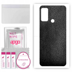 apgo Protective Skin Sticker for the back compatible with Wiko Power U10, Wrap Film, Foil, Vinyl - Pattern Black Leather