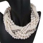 Hot Winding Chunky Statement Retro kivist simuleeritud mitmekihiline p&auml;rlikee valge