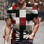 Suvine 3D-print T-s&auml;rk meestele Lihtne ruuduline muster Lahe hingav l&uuml;hikeste varrukatega Trendikas vabaaja T-s&auml;rk Suurem topp S