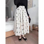 DX~~Elastne k&otilde;rge v&ouml;&ouml;kohaga seelik, naiste vibu muster, salendav keskmise pikkusega A-joonega seelik, suvine retro suur kiikseelik One size must