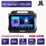9-tolline Android-autoraadio Carplay jaoks KIA Sportage 3 2010-2016 Multimeedia videopleier GPS-navigatsioon WIFI 4+64GB 4+64GB