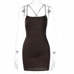 Piiri&uuml;lene Euroopa ja Ameerika naiste suvekleit satiinist &uuml;herealine kaelus seksikas paljastav seljakott istmikukleit S tumepruun v&auml;rv