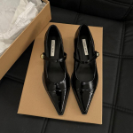 Naiste reguleeritav rihm Mary Janes'i kingad, terava otsaga suletud varbaga madalad kontsad, kleepuvad kingad, mugavad libisevad paksud plokkkontsaga t&ouml;&ouml;pumbad naiste kingad 35 punane