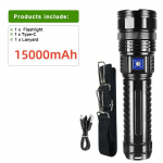 200000LM 800W &uuml;livalge laser-LED-taskulamp veekindel suumitav taskulamp koos tagatulega v&auml;lit&ouml;&ouml;tulega kalap&uuml;&uuml;gi matkalatern Kit A must