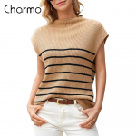 CHARMLEAKS Naiste kampsun, vest, kaelus, suur kampsunid, varrukateta vestid, vabaaja kork, varrukas, kootud puuvillased topid S khaki