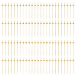 100 tk v&auml;ljam&otilde;eldud bambuskokteilikorkid kuldse palli otsaga biolaguneva keskkonnas&otilde;braliku bambusest puuviljakahvliga 12cm kuldne