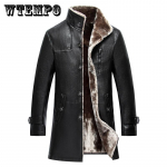 Nahkjakk Meeste riided Villane vooder Topid Talvine meeste lambanahkne mantel Plus Suurus M-5XL 5XL must