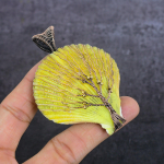 Yellow Sea Shell Gemstone Handmade Copper Wire Wrap Jewelry Pendant 3.23 n0h79