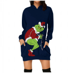 Naiste moe j&otilde;ulutr&uuml;kiga taskud pikkade varrukatega kapuutsid Pullover Pusad XXXL tumesinine