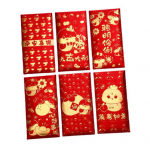 6 tk punased &uuml;mbrikud Hiina kevadfestivali punane tasku&uuml;mbrik 2025. aasta mao-aasta Lucky Money &uuml;mbrikud Kuu-uue aasta jaoks C