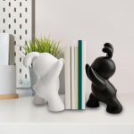 Rabbit Bookends Book Ends to Hold Books Ceramic Animal Figurines Bunny Stoppers Decorative Black White