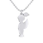 LEA &; ARTHUR - Laste kaelakee ANGEL POIS muster - 925 Sterling h&otilde;bedane palliv&otilde;rk, roodiumiga kaetud - reguleeritav pikkus 42-46 cm