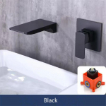 Must Vannitoa Segisti Seinale Paigaldatav Valamu Segisti Harjatud Kuldne Kaskaadsegisti Tila Segisti Komplekt Kombinatsioon Blanoir Messingist segisti must