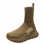 Platform Sock Ankle Bootsboots Women Antumn Winter Fly-knit Fabric Casual Tall Stretch Comfort Boots Thick Bottom Women's Boots 35