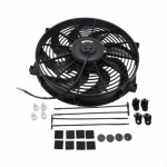 14 inch Universal Slim Fan Electric Radiator Coolers 12V Mount Kit Black 2.64 Thickness Easy