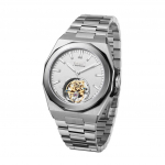 Arbutus Tourbillon roostevabast terasest valge avatud s&uuml;damekettaga mehaaniline AR-TB-13SWS unisex k&auml;ekell valge