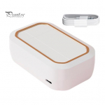 Ultraheli kontaktl&auml;&auml;tsede puhastaja 4 ajastusrežiimiga 360-kraadine k&otilde;rgsagedusliku vibratsiooniga USB-taaslaetav kontaktl&auml;&auml;tsede puhastusmasin valge