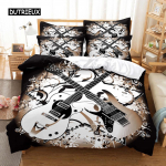 Muusikaline voodipesukomplekt, tekikottide komplekt, 3D-voodipesu, digitaaltr&uuml;kiga voodipesu, kuninganna suuruses voodipesukomplekt, moedisain EU single(135x200cm)