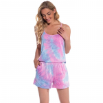 Naiste v&auml;rviline lipsuv&auml;rviga modaalpuuvillane seksikas p&auml;itsetega &ouml;&ouml;s&auml;rk l&uuml;hikeste varrukatega &uuml;markaelusega komplekt suvine kodur&otilde;ivaste pidžaamakomplekt S sinine