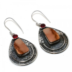 Mookaite, Garnet Handmade 925 Sterling Silver Gift Earring 2.25 j6d78