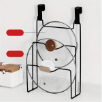 Rippuv poti kaane riiul kapiukse l&otilde;ikelaua hoiustamisriiul K&ouml;&ouml;ki organiseerija pannikatte riiul k&auml;ter&auml;tikuriiul hoiustamishoidik must