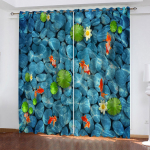 Vintage Kardin 3D Taimed Lootoselehed Lootose&otilde;ied Loomad Karpkala Akna Kardinad Elutoa Magamistoa Dekoratsioon 2 t&uuml;kki W70xH160cmx2&Grommet Top