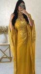 Kleit kollane pikk vabaaja maroko kaftani pruutneitsi kuninglik Dubai kleit Abaya XS kollane
