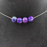 Pierres et Min&eacute;raux. Collier 4 perles Jaspe violet bleu 8 mm. Chaine en acier inoxydable Collier femmes, hommes. Taille personnalis