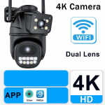 2025 Uus 6K 12MP WiFi IP-kaamera V&auml;ljas Kolme objektiiviga Panoraamvaade PTZ IP-kaamera Liikumistuvastus Turvakaitse CCTV Videoj&auml;lgimine 8MP Cam Add 32G