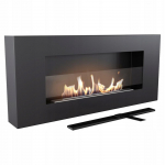 Wall mounted Bioethanol fireplace DELTA FLAT black with glazing T&Uuml;V