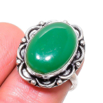 Natural Green Onyx Gemstone 925 Sterling Silver Jewelry Ring Size 6.5 q4s12
