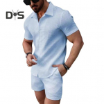 2 tk/komplekt Meeste komplekt, rev L&uuml;hikeste varrukatega s&auml;rk Topid Elastne n&ouml;&ouml;riga v&ouml;&ouml;taskud L&uuml;hikesed p&uuml;ksid &Uuml;hev&auml;rviline Rannavarustus XXL beež