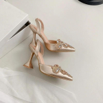 Uus Mood KristallKivid Terava Ninaga Imelikud K&otilde;rged Kontsad Slingback Sandaalid Naiste Pulmapeo Kingad Pumbad 39 gray
