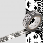 Masking Tape - MT - Motif visages - 1,5cm x 7m - Noir et blanc - Papier adh&eacute;sif