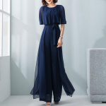 Lootuslehe varrukatega jumpsuit naiste suvine pikk &scaron;ifoonist jumpsuit laia s&auml;&auml;rega komplekt temperamendiga jumpsuit naiste body sinine 3XL