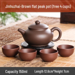 Tasuta kohaletoimetamine K&auml;sitsi valmistatud Yixingi lilla savi Zhuni teekann pallikujulise s&otilde;elaga - Kung Fu tee komplekt