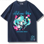 Teise dimensiooni anime Hatsune Miku moesuund uus puuvillane l&uuml;hikeste varrukatega T-s&auml;rk Unisex S