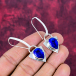 Londoni sinine topaas 925 prooviga t&auml;is h&otilde;be k&otilde;rvar&otilde;ngad, k&auml;sitsi valmistatud v&auml;&auml;riskividega k&otilde;rvar&otilde;ngad, ehted, kingitused naisele, uued k&otilde;rvar&otilde;ngad 1.96 Inches sinine