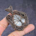 Natural Rainbow Moonstone Copper Wire Wrap Tree Of Life Pendant 2.68 z8s04
