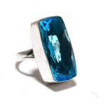 Blue Topaz Handmade 925 Sterling Silver Jewelry Ring Size 8.5 h1h97