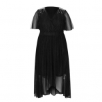 Suur Suurus Naiste Kleit V-kaelusega L&uuml;hikeste Varrukatega Elastse K&otilde;rge V&ouml;&ouml;kohaga Voolava Hemiga Midi Kleit &Uuml;hev&auml;rviline Vabaaja &Otilde;htukleit XXXXL must