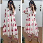 Kaunis pidulik kurta ja p&uuml;kste komplekt India naistele Tuunika Kurti Kleit SC-2311 M-38 white