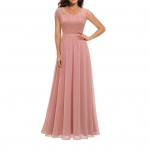 Naiste pitsist V-kaelusega &otilde;htukleit, pikk A-joonega &scaron;ifoonist pruutneitsi kleit Pruudiema pulmak&uuml;lalise Maxi kleit peokleit L