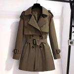 Kevad-s&uuml;gis trenchcoat naistele kahe n&ouml;&ouml;pidega vabaaja Briti stiilis l&uuml;hike trenchcoat jakk S pruun