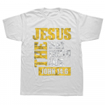 Unisex Jeesus tee T&otilde;de Elu Johannese 14:6 kristlikku T-s&auml;rki Graafiline puuvillane t&auml;navar&otilde;ivas l&uuml;hikeste varrukatega s&uuml;nnip&auml;evakingitused suvestiilis T-s&auml;rk L