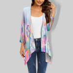 Naiste gradienttr&uuml;kiga ebaregulaarne kolmeveerandvarrukatega kardigan taskujakiga L