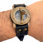 P&auml;ikesekell K&auml;ekell Messingist Kompass & Nahkrihmad Merenduss&otilde;bralik Steampunk K&auml;sit&ouml;&ouml; M aero